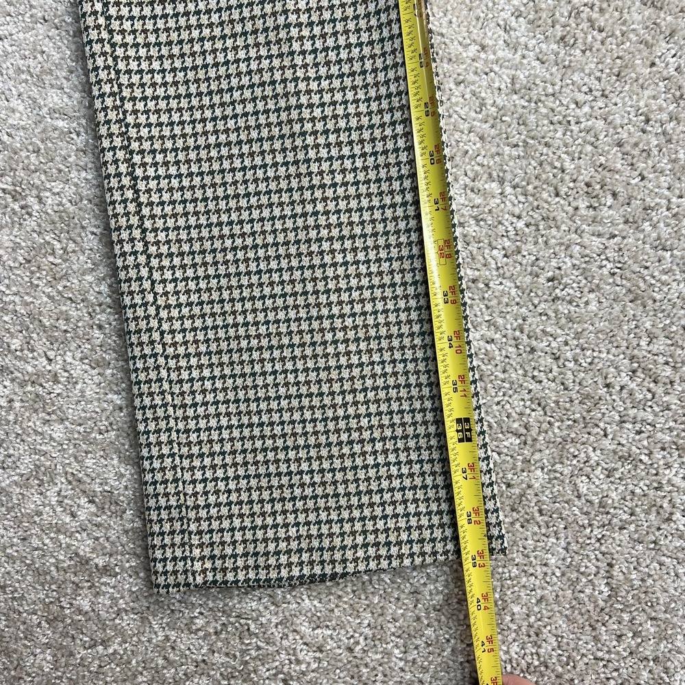 Vintage Dress Pants Womens 28 Beige Check Straight Leg Flat Front Twill Business - Picture 8 of 13